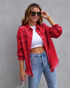 Holes Raw-edges Denim Jacket Women Casual Top Outerwear Jacket-Jean Jackets-Arimonz-Red-S-Arimonz