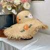Hollow Raffia Hand Woven Straw Hat Embroidered Flowers Beach Hat-Summer Hats-Arimonz-Arimonz