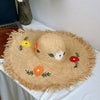 Hollow Raffia Hand Woven Straw Hat Embroidered Flowers Beach Hat-Summer Hats-Arimonz-Arimonz