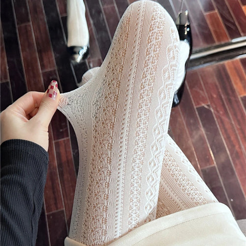 Hollowed Lace Mesh Stockings Bottomed Pantyhose Classic Tights-Socks & Tights-Arimonz-Arimonz