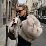 Iconic Street Faux Fur Coat Women Winter Fluffy Short Fur Jacket-Fuzzy Jackets-Arimonz-Arimonz