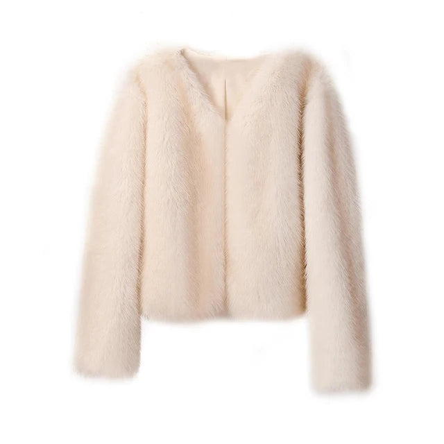 Iconic Street Faux Fur Coat Women Winter Fluffy Short Fur Jacket-Fuzzy Jackets-Arimonz-khaki gradient coat-S-Arimonz