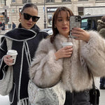 Iconic Street Faux Fur Coat Women Winter Fluffy Short Fur Jacket-Fuzzy Jackets-Arimonz-Arimonz