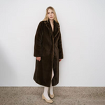 Iconic Women's Long Winter Faux Mink Fur Overcoat with Collar Jacket-Fuzzy Jackets-Arimonz-Arimonz