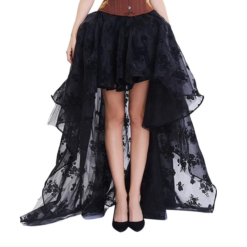 Irregular Mesh Long Skirt Casual Street Puffly Tulle High Waist Skirt-Skirts-Arimonz-Black-S-Arimonz