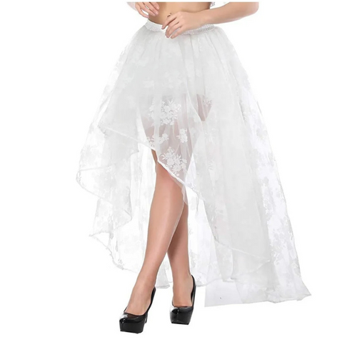 Irregular Mesh Long Skirt Casual Street Puffly Tulle High Waist Skirt-Skirts-Arimonz-White-S-Arimonz