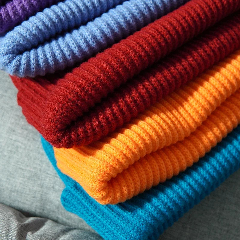 Knitted Hat Solid Skuilles Beanies Dad Cap Thick Warm Ski Beanies Caps-Winter Hats-Arimonz-Arimonz