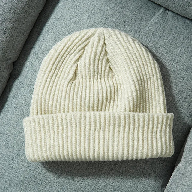 Knitted Hat Solid Skuilles Beanies Dad Cap Thick Warm Ski Beanies Caps-Winter Hats-Arimonz-Beige-Arimonz