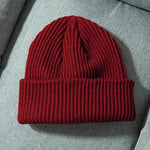 Knitted Hat Solid Skuilles Beanies Dad Cap Thick Warm Ski Beanies Caps-Winter Hats-Arimonz-Burgundy-Arimonz