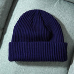 Knitted Hat Solid Skuilles Beanies Dad Cap Thick Warm Ski Beanies Caps-Winter Hats-Arimonz-Navy Blue-Arimonz