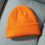 Knitted Hat Solid Skuilles Beanies Dad Cap Thick Warm Ski Beanies Caps-Winter Hats-Arimonz-Orange-Arimonz