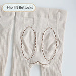 Knitted Twist Tights Women Oatmeal Cotton Striped Tights Pantyhose-Socks & Tights-Arimonz-Arimonz