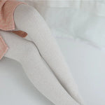 Knitted Twist Tights Women Oatmeal Cotton Striped Tights Pantyhose-Socks & Tights-Arimonz-Arimonz
