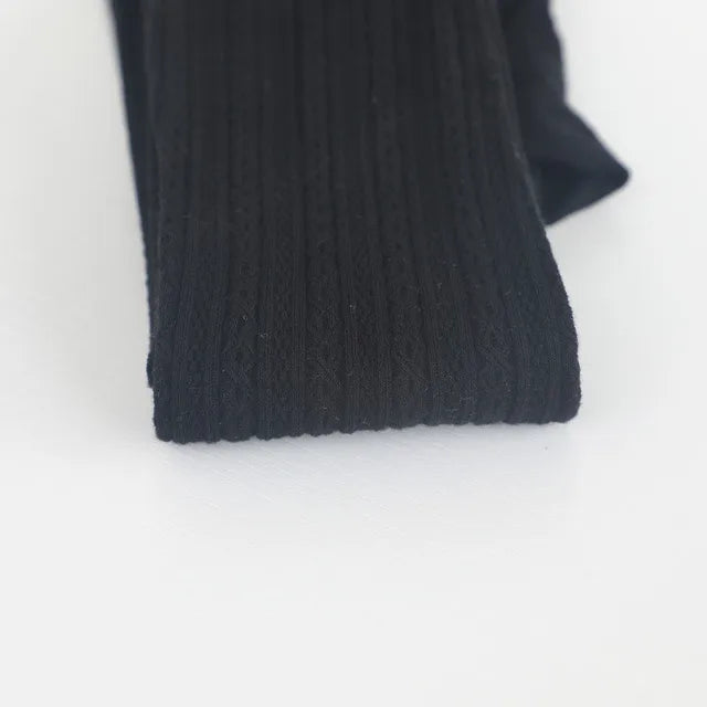 Knitted Twist Tights Women Oatmeal Cotton Striped Tights Pantyhose-Socks & Tights-Arimonz-black-Fit 40kg-65kg (88-143lbs)-Arimonz