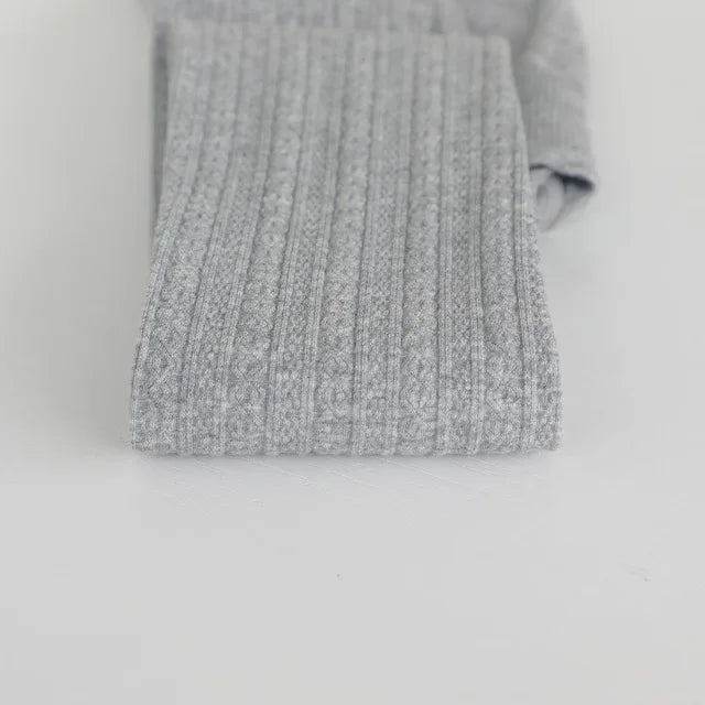 Knitted Twist Tights Women Oatmeal Cotton Striped Tights Pantyhose-Socks & Tights-Arimonz-light gray-Fit 40kg-65kg (88-143lbs)-Arimonz