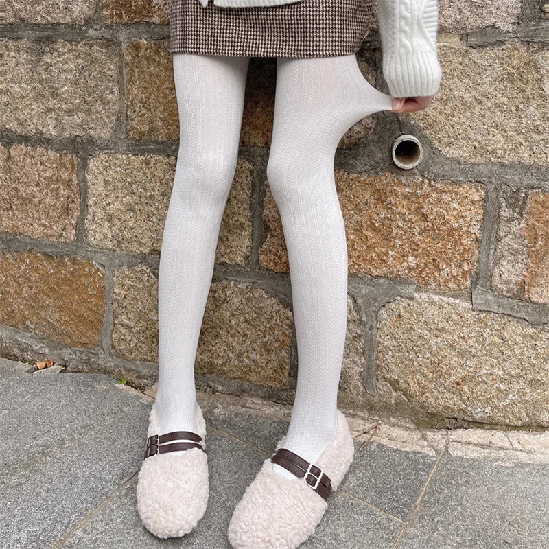 Knitted Women Stockings Warm Twist Striped Love Pattern Women Tights-Socks & Tights-Arimonz-Arimonz