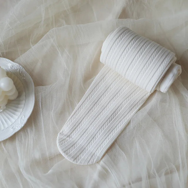 Knitted Women Stockings Warm Twist Striped Love Pattern Women Tights-Socks & Tights-Arimonz-milky style 1-Fit 40kg-70kg (88-154lbs)-Arimonz