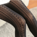 Lace Knitted Cotton Tights Hollow Out Striped Stockings Pantyhose-Socks & Tights-Arimonz-01-One Size-Arimonz