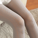 Lace Knitted Cotton Tights Hollow Out Striped Stockings Pantyhose-Socks & Tights-Arimonz-03-One Size-Arimonz