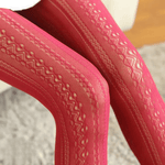 Lace Knitted Cotton Tights Hollow Out Striped Stockings Pantyhose-Socks & Tights-Arimonz-06-One Size-Arimonz