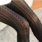 Lace Knitted Cotton Tights Hollow Out Striped Stockings Pantyhose-Socks & Tights-Arimonz-Arimonz