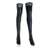 Lace Silicone Latex Stockings Ladies Black Faux Leather Thigh High-Socks & Tights-Arimonz-Arimonz
