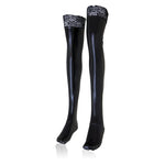 Lace Silicone Latex Stockings Ladies Black Faux Leather Thigh High-Socks & Tights-Arimonz-Arimonz