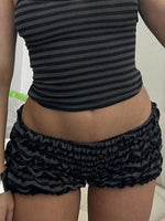 Lace Trim Elastic Waist Pajama Shorts Ruched Detail Sleepwear Bottoms-Shorts-Arimonz-Arimonz