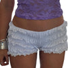 Lace Trim Elastic Waist Pajama Shorts Ruched Detail Sleepwear Bottoms-Shorts-Arimonz-White-S-Arimonz