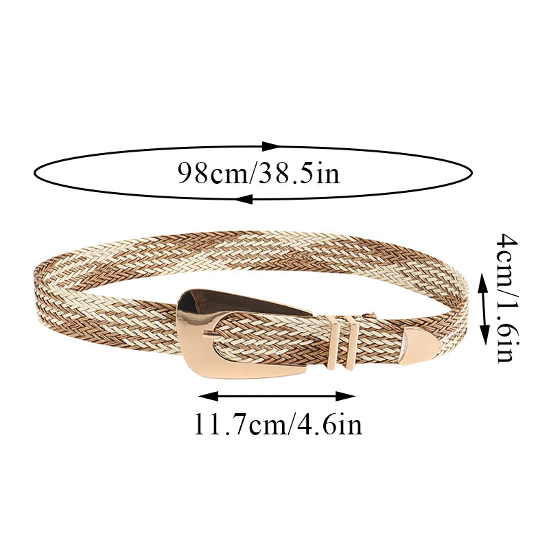 Ladies Braided Belts Irregular Metal Buckle Girdle Adjustable Belt-Belts-Arimonz-Arimonz