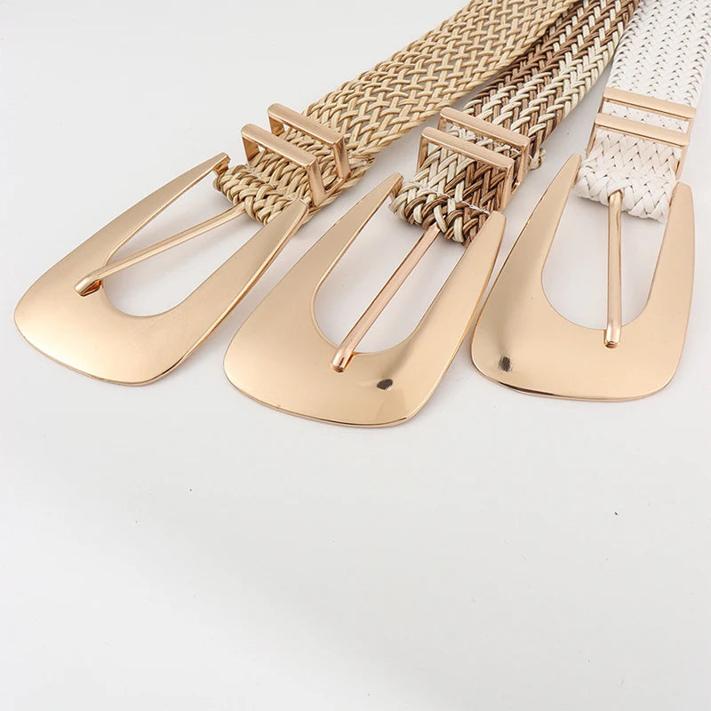 Ladies Braided Belts Irregular Metal Buckle Girdle Adjustable Belt-Belts-Arimonz-Arimonz