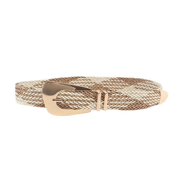Ladies Braided Belts Irregular Metal Buckle Girdle Adjustable Belt-Belts-Arimonz-camel-Arimonz