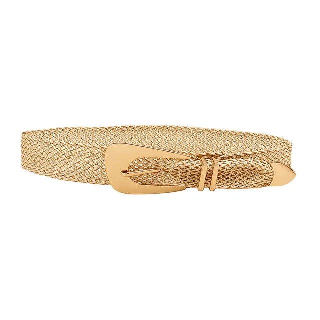 Ladies Braided Belts Irregular Metal Buckle Girdle Adjustable Belt-Belts-Arimonz-Gold-Arimonz