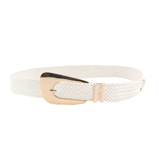 Ladies Braided Belts Irregular Metal Buckle Girdle Adjustable Belt-Belts-Arimonz-WHITE-Arimonz