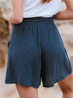 Ladies Casual Loose Cotton Elastic Waist Lace-up Shorts-Shorts-Arimonz-Arimonz
