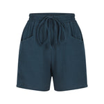 Ladies Casual Loose Cotton Elastic Waist Lace-up Shorts-Shorts-Arimonz-Arimonz