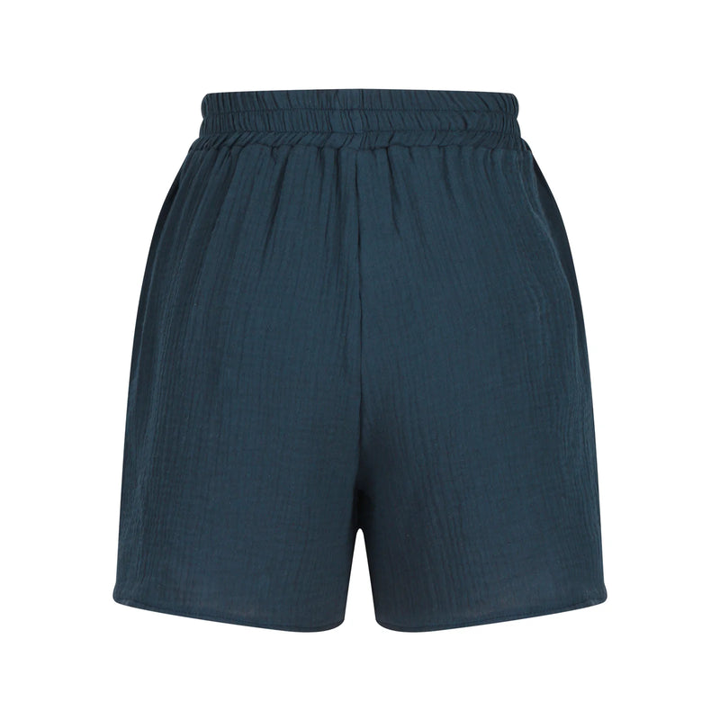 Ladies Casual Loose Cotton Elastic Waist Lace-up Shorts-Shorts-Arimonz-Arimonz