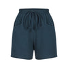 Ladies Casual Loose Cotton Elastic Waist Lace-up Shorts-Shorts-Arimonz-DEEP BLUE-S-Arimonz