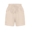 Ladies Casual Loose Cotton Elastic Waist Lace-up Shorts-Shorts-Arimonz-Khaki-S-Arimonz