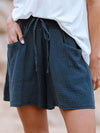 Ladies Casual Loose Cotton Elastic Waist Lace-up Shorts-Shorts-Arimonz-Arimonz