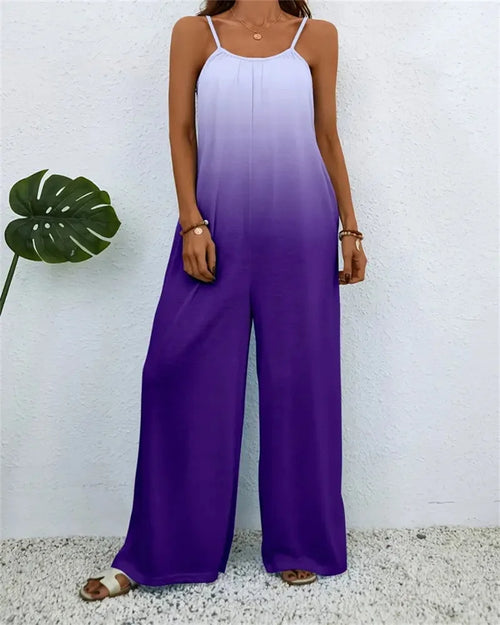 Ladies Digital Printing Gradient Sleeveless Casual Baggy Jumpsuit-Casual Jumpsuits & Rompers-Arimonz-Arimonz