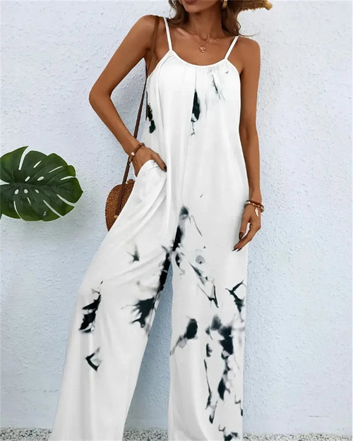 Ladies Digital Printing Gradient Sleeveless Casual Baggy Jumpsuit-Casual Jumpsuits & Rompers-Arimonz-Arimonz