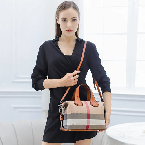 Lady Handbag Plaid Canvas Women Messenger Shoulder Bag Crossbody Bag-Handbags-Arimonz-Arimonz