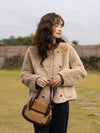 Lamb Wool Coat for Women Winter Short Single Breasted O neck Jacket-Fuzzy Jackets-Arimonz-Arimonz