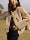 Lamb Wool Coat for Women Winter Short Single Breasted O neck Jacket-Fuzzy Jackets-Arimonz-Arimonz