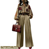 Lantern Sleeve Shirt and Wide-Leg Pants Vintage Office Outfit Set-Wear To Work Sets-Arimonz-Arimonz