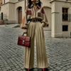 Lantern Sleeve Shirt and Wide-Leg Pants Vintage Office Outfit Set-Wear To Work Sets-Arimonz-Arimonz