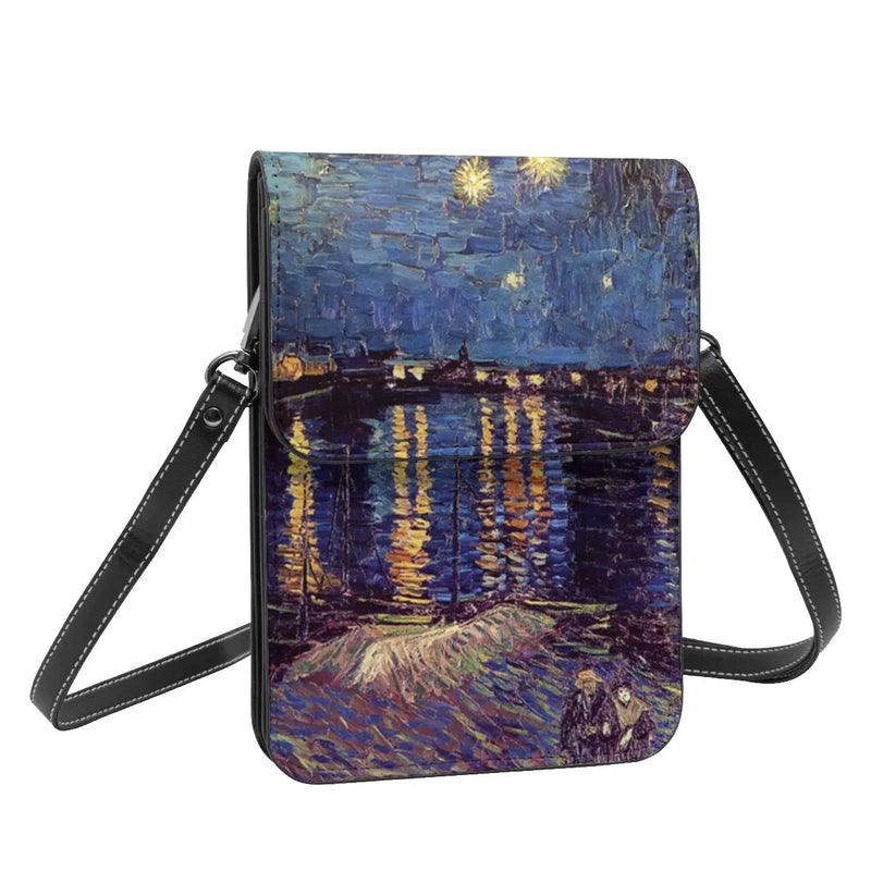 Leather Mobile Phone Bag Starry Night Over Rhone Business Vintage Bag-Arimonz-Arimonz