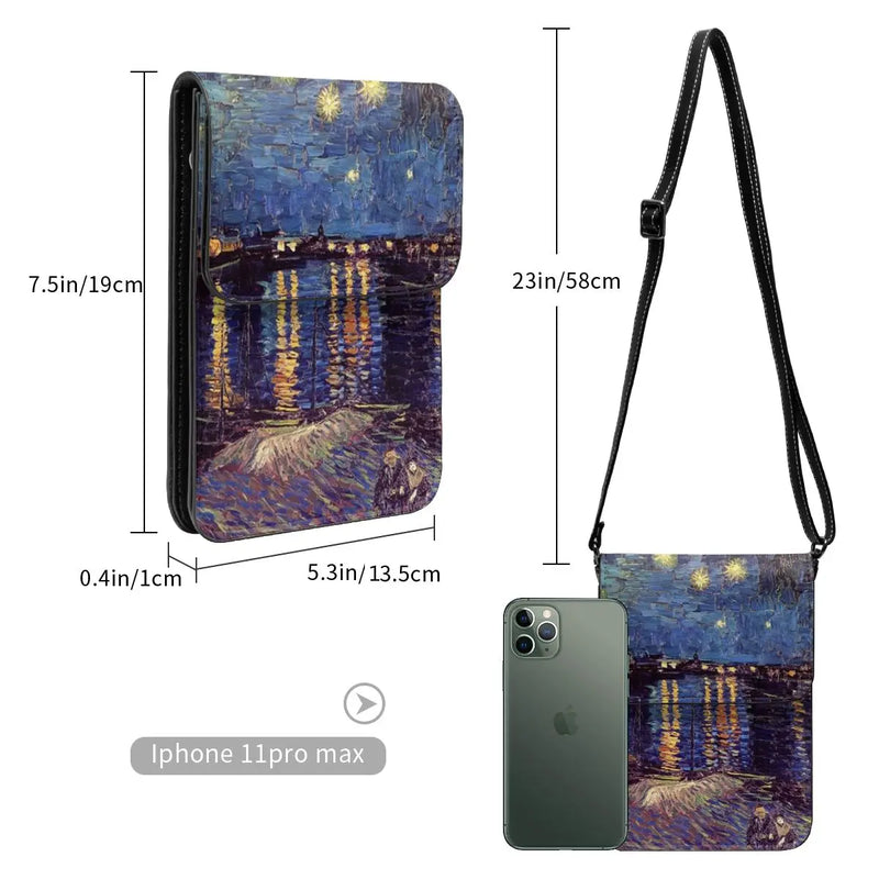 Leather Mobile Phone Bag Starry Night Over Rhone Business Vintage Bag-Arimonz-Arimonz