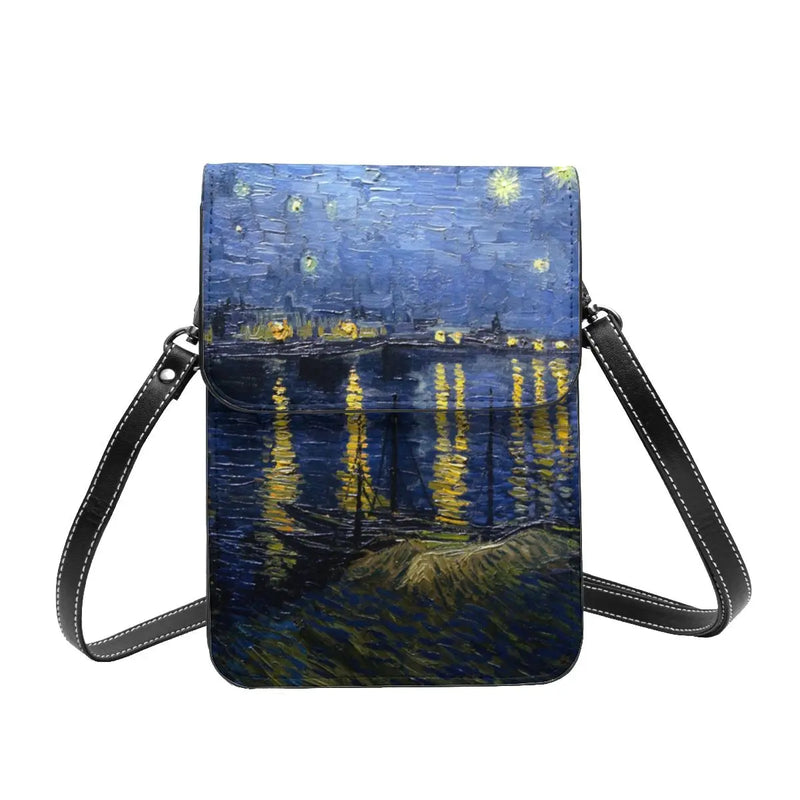 Leather Mobile Phone Bag Starry Night Over Rhone Business Vintage Bag-Arimonz-8-Mini(Max Length<20cm/7.8")-Arimonz